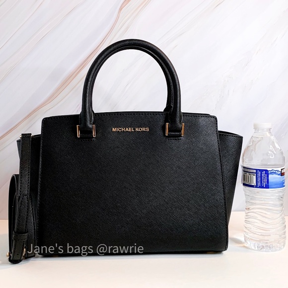 Michael Kors Handbags - New MK Black Saffiano Leather Selma Medium Satchel